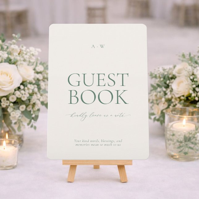 Minimal Sage Green Wedding Guest Book Sign Einladung (Von Creator hochgeladen)