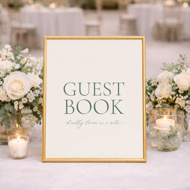 Minimal Sage Green Wedding Guest Book Sign Poster (Von Creator hochgeladen)