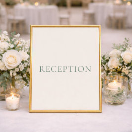 Minimal Sage Green Wedding Reception Sign Poster