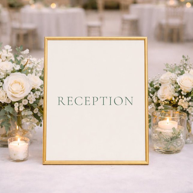 Minimal Sage Green Wedding Reception Sign Poster (Von Creator hochgeladen)