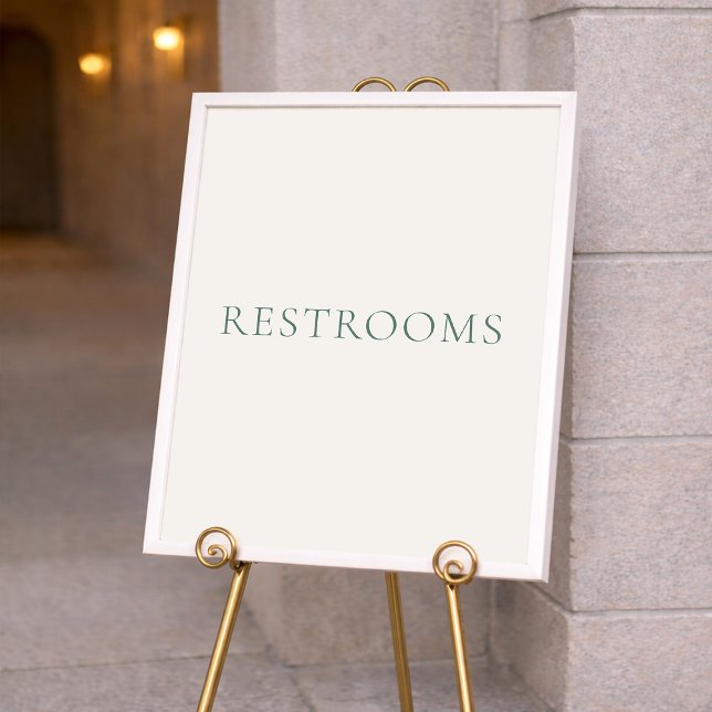 Minimal Sage Green Wedding Restrooms Sign Poster (Von Creator hochgeladen)