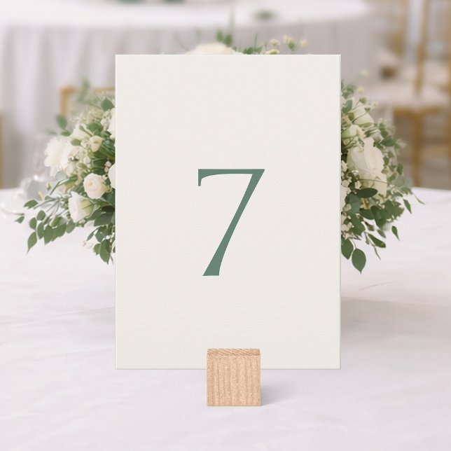 Minimal Sage Green Wedding Table Number Card Dankeskarte (Von Creator hochgeladen)