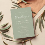 Minimal Sage Grünhandgeschriebenes Skript Hochzeit Einladung<br><div class="desc">Moderne und Minimal Sage Green halbanpassbare Hochzeitseinladung mit "Hochzeit von" in zeitgenössischer handgeschriebener Kalligraphie-Schrift und einem dunkleren passenden Schatten von Salbei Grün auf der Rückseite - alle Farben können mit dem Designwerkzeug geändert werden. Weitere passende Hochzeitsbücher gibt es in meinem Shop, stöbern Sie einfach in der Sammlung und bauen Sie...</div>