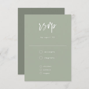 Minimal Sage Grünhandgeschriebenes Skript Hochzeit RSVP Karte