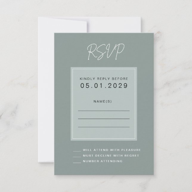 Minimal Sage Wedding RSVP Card (Vorderseite)