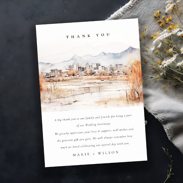 Minimal Salt Lake City Utah Wasserfarbenprägung Dankeskarte (Von Creator hochgeladen)