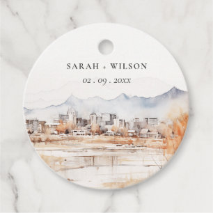 Minimal Salt Lake City Utah Wasserfarbenprägung Geschenkanhänger