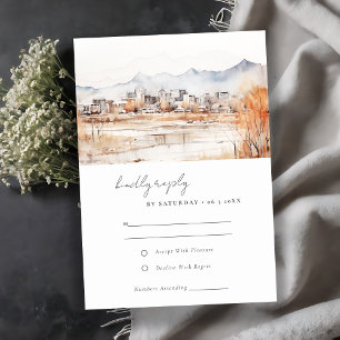 Minimal Salt Lake City Utah Wasserfarbenprägung RSVP Karte