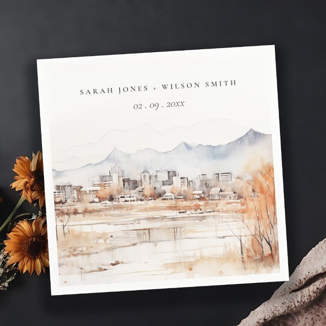 Minimal Salt Lake City Utah Wasserfarbenprägung Serviette (Von Creator hochgeladen)