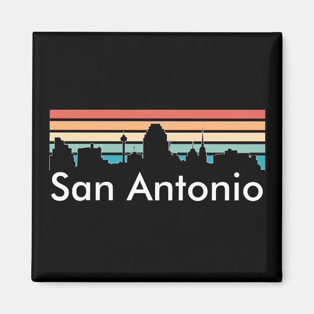 Minimal San Antonio Vintag Sunset Skyline Magnet (Vorne)