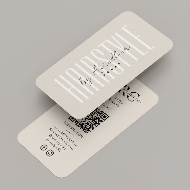 Minimal Sand Haar Stylist Braids Salon Monogram Visitenkarte (Minimal Sand Hair Stylist Braids Salon Monogram Business Card
)