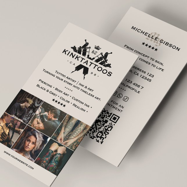 Minimal Sand Tattooist Modern Tattoo Artist Grid Visitenkarte (Minimal Sand Tattooist Modern Tattoo Artist Grid Business Card
)