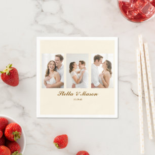 Minimal sauber 3 Foto romantische Hochzeit Serviette
