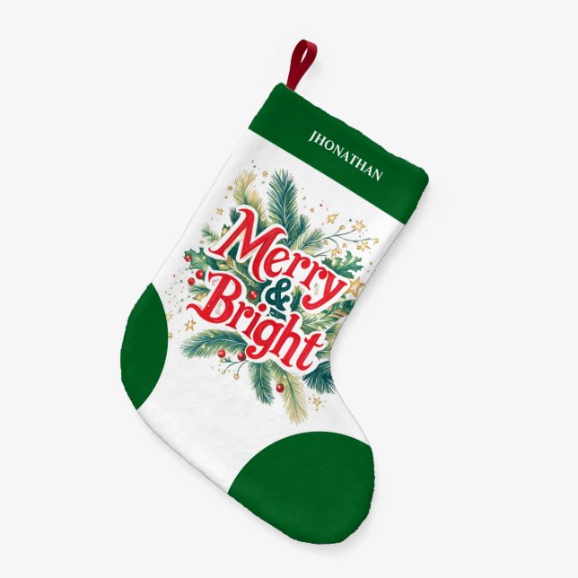 Minimal sauber einfache Weihnachten rot weiß Kleiner Weihnachtsstrumpf (Vorderansicht (hängend))