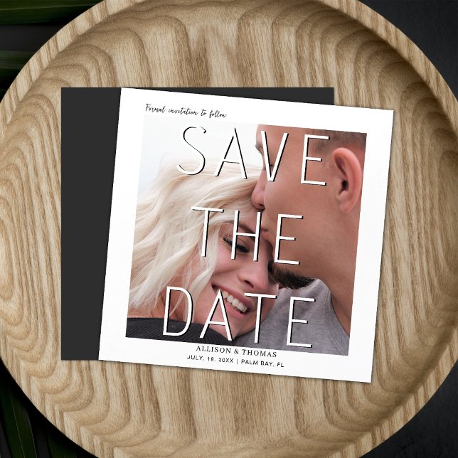 Minimal Save the Date Foto Hochzeit Magneteinladung (Magnetic invites stick to any metal, ensuring guests remember your special day with ease.)