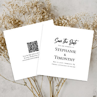 Minimal Save the Date QR Code Schwarz-weiß Hochzei Einladung