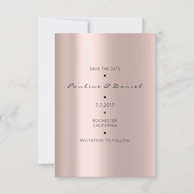 Minimal Save the Date Rosa Rose Gold Zickzack Schw (Vorderseite)