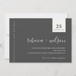 MINIMAL SCANDI MODERNE SCHWARZE UND WEISSE TYPOGRA SAVE THE DATE