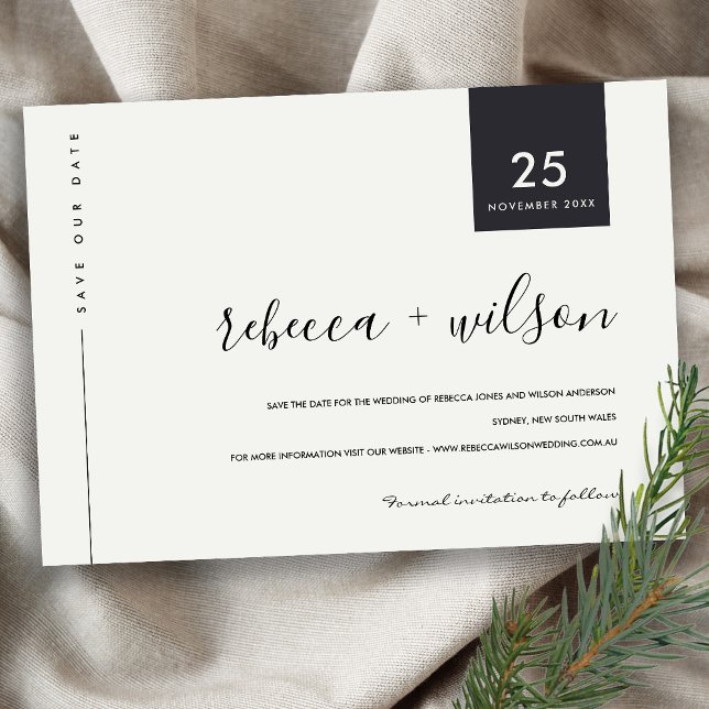MINIMAL SCANDI MODREN, SCHWARZ UND WEISS SAVE THE DATE (Von Creator hochgeladen)