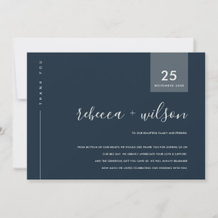 MINIMAL SCANDI NAVY GRAU BLUE TYPOGRAPHY WEDD DANKESKARTE