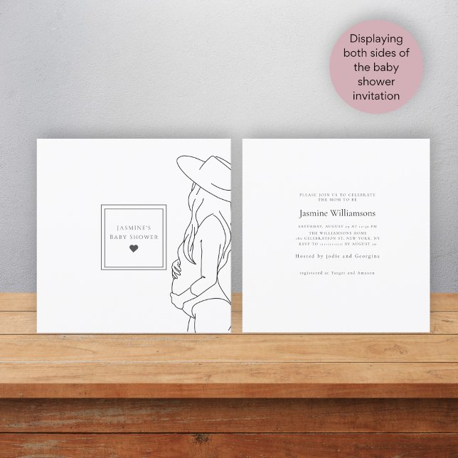 Minimal schicke Schwarz-weiße Babydusche Einladung (Von Creator hochgeladen)