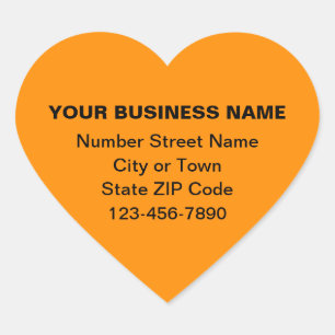 Minimal Schlichte Texte Business Brand on Orange C Herz-Aufkleber