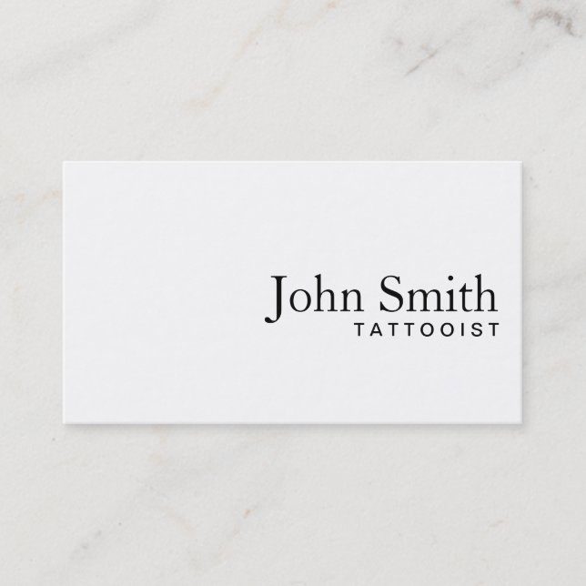 Minimal Schlichte White Tattoo Art Business Card Visitenkarte (Vorderseite)