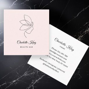 Minimal, Schönheit, Logo, Line Art, Salon Quadratische Visitenkarte