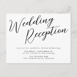 Minimal Schwarz Custom Calligraphy Hochzeitsempfan Begleitkarte