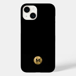 Minimal Schwarz Gold gebürstetes Metal Monogramm Case-Mate iPhone 14 Hülle