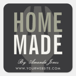 MINIMAL SCHWARZ Grauer KOCH COOKHOMEMADE Quadratischer Aufkleber