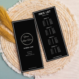 Minimal schwarz mit Logo-Preisliste Werbekarte