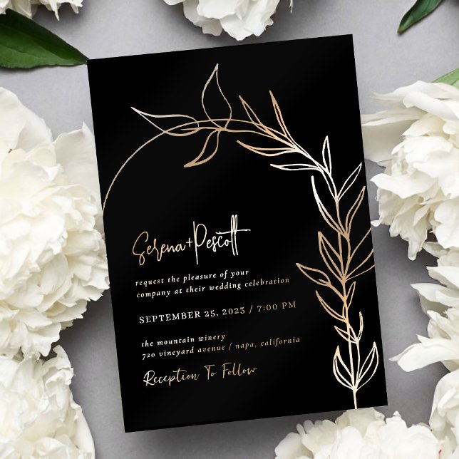 Minimal Schwarz Moderne Arch Hochzeit Einladung (Von Creator hochgeladen)