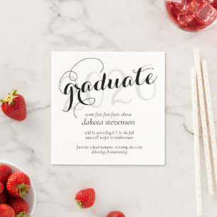 Minimal Schwarz Moderner Script Abschluss Spaß Fak Serviette