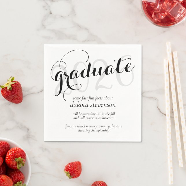 Minimal Schwarz Moderner Script Abschluss Spaß Fak Serviette (Beispiel)