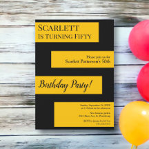 Minimal Schwarz und Gold Elegant Chic 50. Geburtst