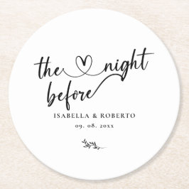 Minimal Schwarz und Weiß die Nacht vor Runder Pappuntersetzer