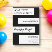 Minimal Schwarz und Weiß elegant Chic 50. Geburtst