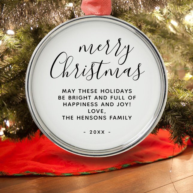 Minimal Schwarz und Weiß frohe Weihnachtsschrift Ornament Aus Metall (Von Creator hochgeladen)