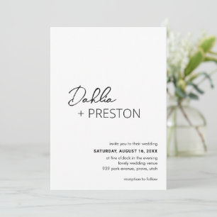 Minimal Schwarz und Weiß Moderne Hochzeit Einladung