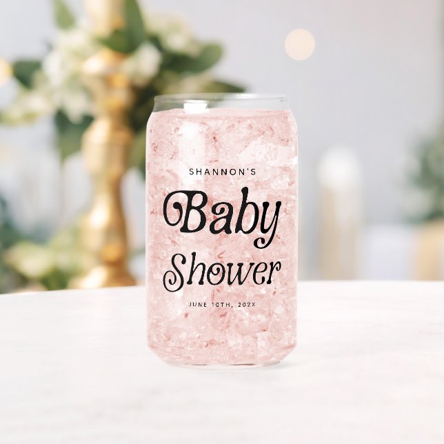 Minimal Schwarz und Weiß Retro Babydusche Dosenglas (Insitu (Hochzeit))