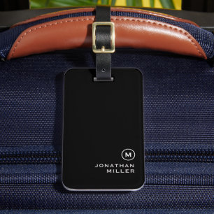 Minimal Schwarz-weiß Classic Mit Monogramm Gepäckanhänger