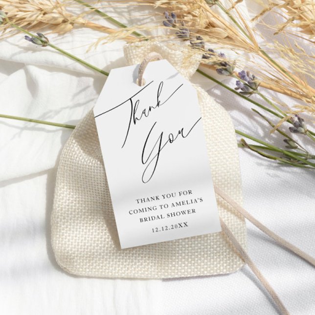 Minimal Schwarz & Weiß Vielen Dank Brautparty Geschenkanhänger (Von Creator hochgeladen)