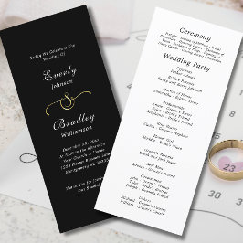 Minimal Schwarz-weiße Elegant-Script-Hochzeit Programm