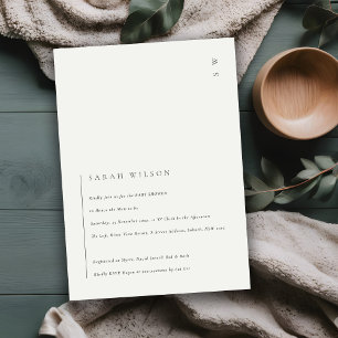 Minimal Schwarz-weiße Typografie Kinderdusche einl Dankeskarte