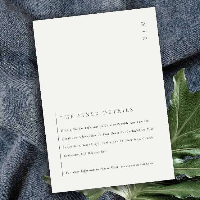 Minimal Schwarz-weiße Typografie Wedding Details E Begleitkarte (Von Creator hochgeladen)