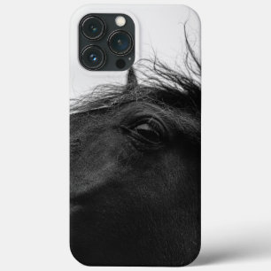 Minimal Schwarz-weißes Pferdportrait Reittiere Case-Mate iPhone Hülle