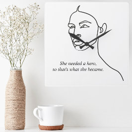 Minimal Schwarz wurde sie zu einem Helden Inspirat Quadratische Wanduhr