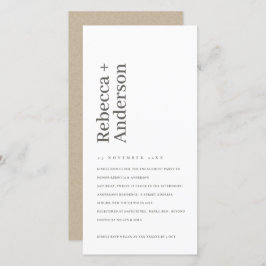 MINIMAL SCHWARZE UND WEISSE TYPOGRAFIE VERLOBUNG E DANKESKARTE