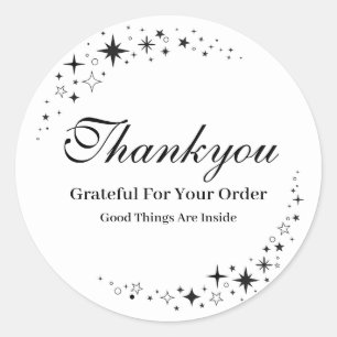 Minimal Schwarzweiß-Weiß-Thankyou-Aufkleber Runder Aufkleber
